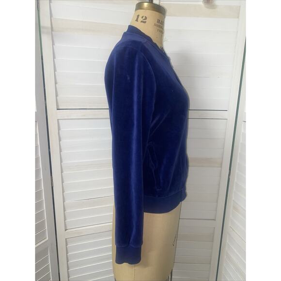 PUMA Women’s Velour Zip Up Track Top High Neck Blue Plush Tracksuit Jacket Med - Picture 4 of 9